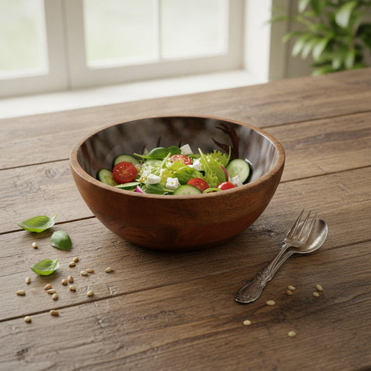 Waypoint Deer Bowl - Acacia Wood with Botanical Print
