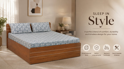 Waypoint Blue Block Cotton Bedsheet - Classic Indian Design