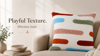 Waypoint Soft Cotton Cushion - Abstract Brush Stroke Design
