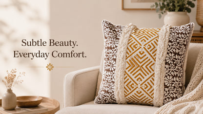 Waypoint Cotton Floral Cushion Cover - Hand-Printed Design