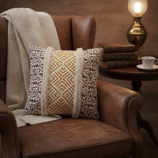 Waypoint Cotton Floral Cushion Cover - Hand-Printed Design