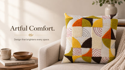 Waypoint Retro-Inspired Geometric Cushion Cover - Bold Design