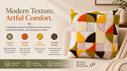 Waypoint Retro-Inspired Geometric Cushion Cover - Bold Design