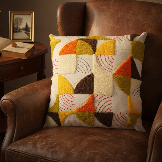 Waypoint Retro-Inspired Geometric Cushion Cover - Bold Design