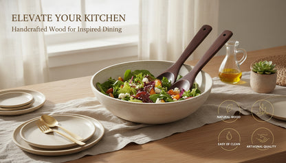 Waypoint Artisan Mango Wood Salad Serving Set - Vibrant Design