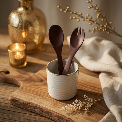 Waypoint Artisan Mango Wood Salad Serving Set - Vibrant Design