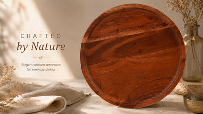 Large Round Acacia Wood Charger Plate for Serving