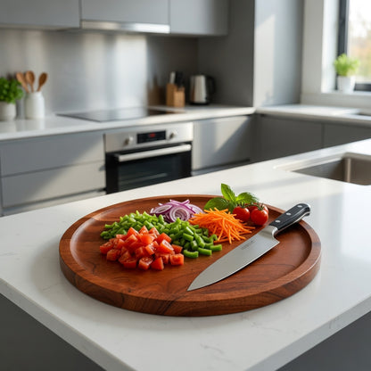 Large Round Acacia Wood Charger Plate for Serving