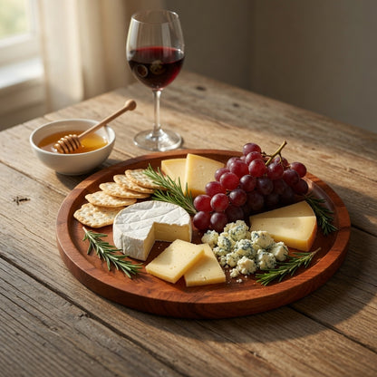 Large Round Acacia Wood Charger Plate for Serving