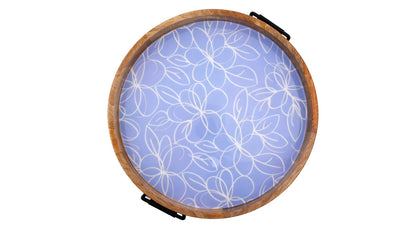 Floral Mango Wood Tray with Handles