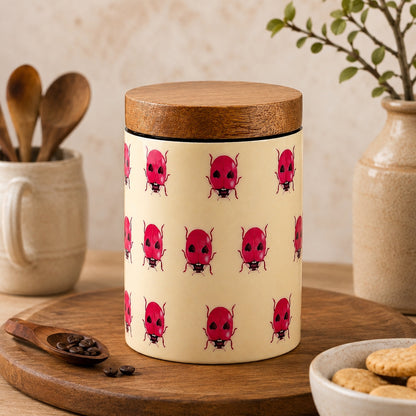 Printed Wooden Canister - Stylish Storage for Your Kitchen Essentials