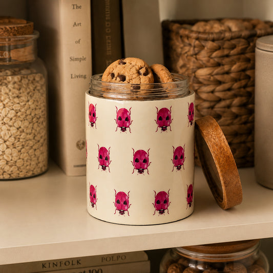 Printed Wooden Canister - Stylish Storage for Your Kitchen Essentials
