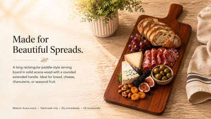 Rectangular Wooden Serving Board - Acacia Wood, Ideal for Displaying Appetizers