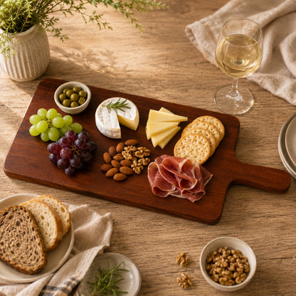 Rectangular Wooden Serving Board - Acacia Wood, Ideal for Displaying Appetizers