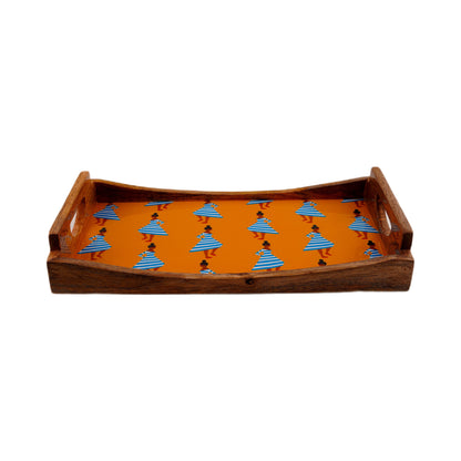 Wood Tray Small (Yellow) - Handcrafted Mango Wood with Unique Design