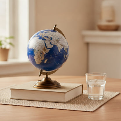 Decorative Globe - Vintage Blue with Geographic Markings