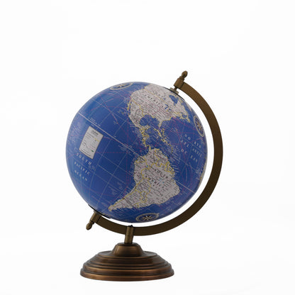 Decorative Globe - Vintage Blue with Geographic Markings