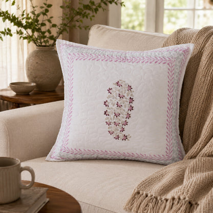 Quilted Cotton Cover with Floral Block Print