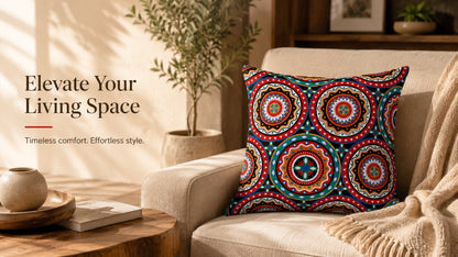 Quilted Cotton Cover with Bold Mandala Print