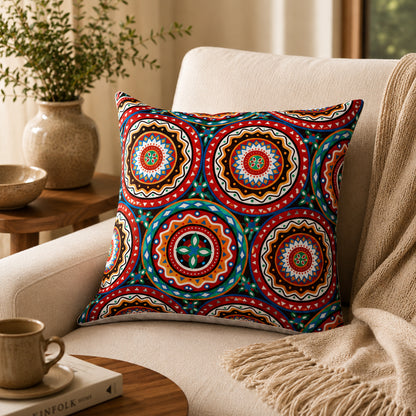 Quilted Cotton Cover with Bold Mandala Print