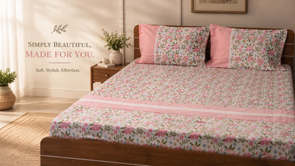 Waypoint Rotary Print Bed Cover - Pink Floral Cotton