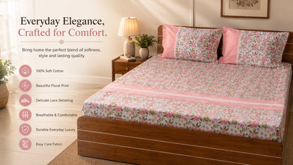 Waypoint Rotary Print Bed Cover - Pink Floral Cotton