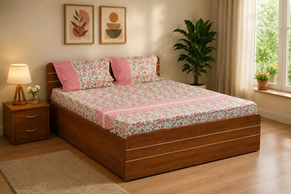 Waypoint Rotary Print Bed Cover - Pink Floral Cotton