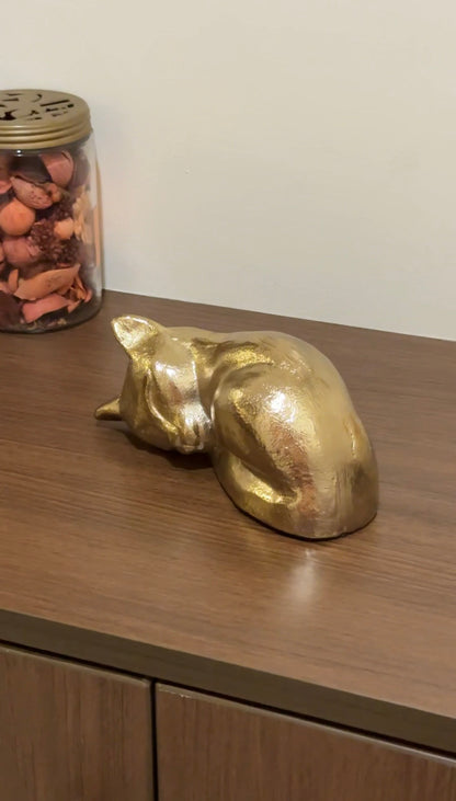 Cast Aluminium Sleeping Cat