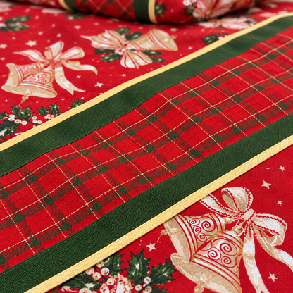 Christmas Bells & Tartan Bedsheet Set