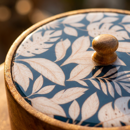 Wood Chapati Box W/ Lid - Green