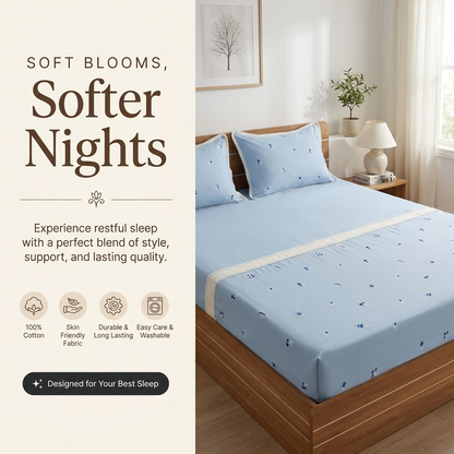 Waypoint Blue Blossom Embroidery Bedsheet