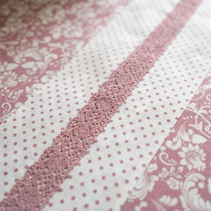 Waypoint Dusty Rose Floral Cotton Bedsheet – Lace Panel Design