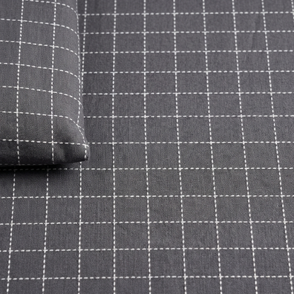 Waypoint Charcoal Grid Cotton Bedsheet – Windowpane Design