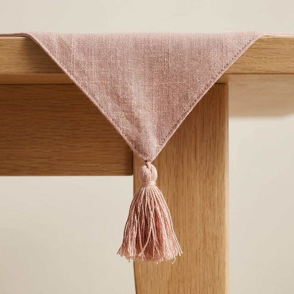 Waypoint Blush Slub Cotton Table Runner – Tassel Tip Design