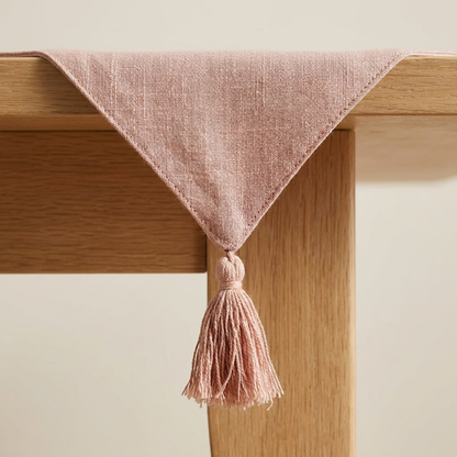 Waypoint Blush Slub Cotton Table Runner – Tassel Tip Design