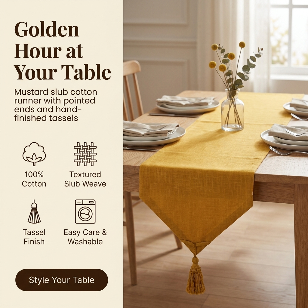 Waypoint Mustard Slub Cotton Table Runner