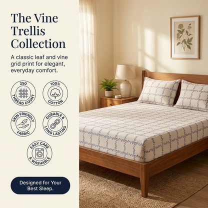 Waypoint Trellis Vine Cotton Bedsheet – Leaf Check Design