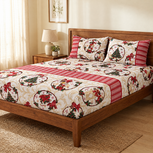 Christmas Merry & Bright Cotton Bedsheet Set