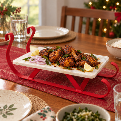 Waypoint Marble Christmas Sleigh Serving Platter