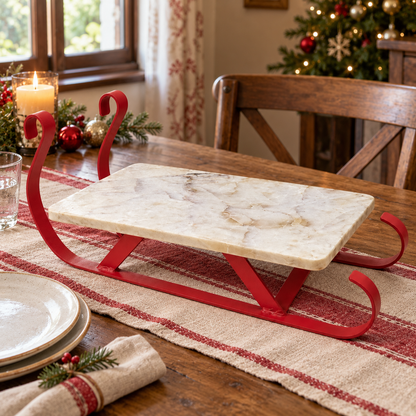 Waypoint Marble Christmas Sleigh Serving Platter