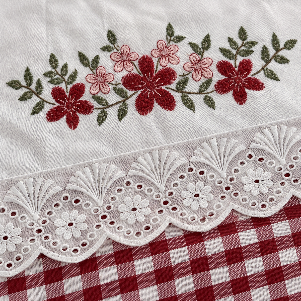 Floral Gingham Frill Cotton Bedsheet Set