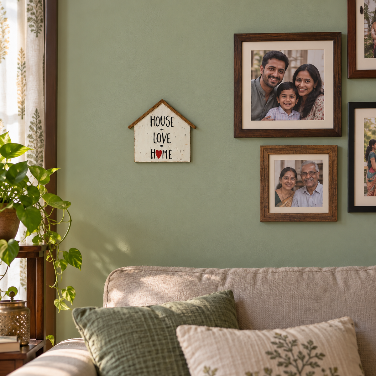 House + Love = Home Neem Wood Wall Hanging