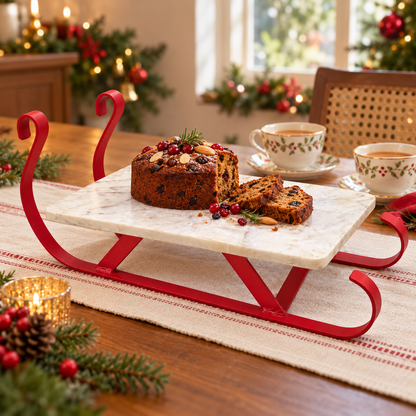 Waypoint Marble Christmas Sleigh Serving Platter
