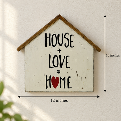 House + Love = Home Neem Wood Wall Hanging
